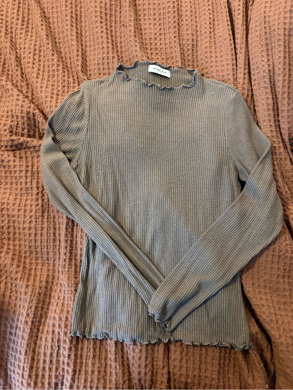 GILL ribbed Mock Neck Long Sleeve Sweater in Maeve